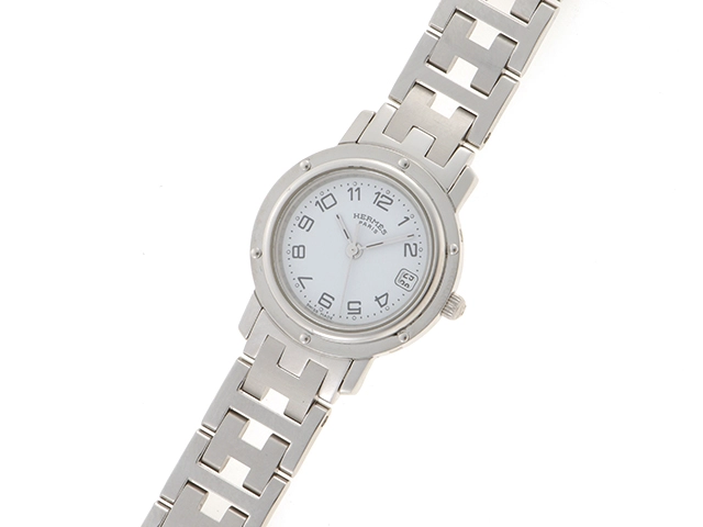 HERMES エルメス クリッパー CL4.210 ホワイト レディース クオーツ (2147200479989)【200】