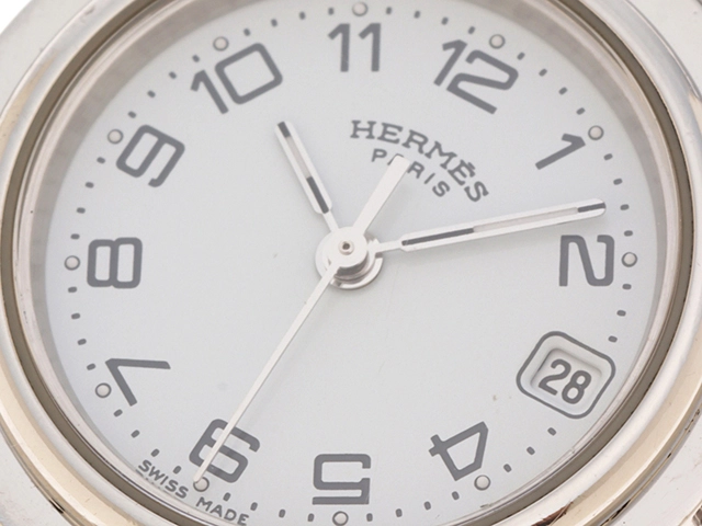 HERMES エルメス クリッパー CL4.210 ホワイト レディース クオーツ (2147200479989)【200】