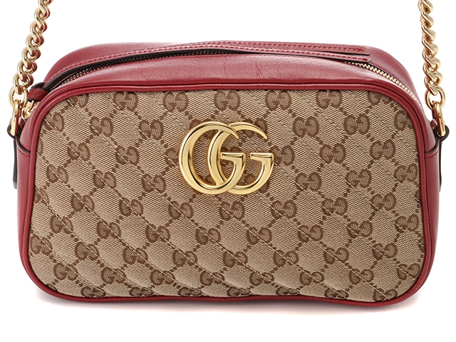 【割引直売】GUCCI　GGマーモント　GGキャンバス× レザー　 コンパクト ウォレット 小物