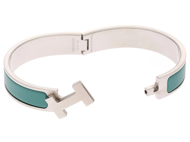 HERMES エルメス クリッククラックPM ブルーグリーンマット/SS 【472】N