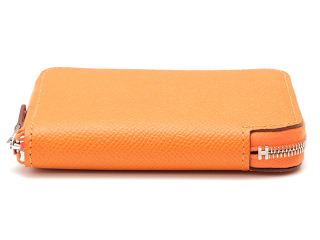 HERMES　エルメス　コインケース　アザップコンパクト　シルクイン　オレンジ　シルバー金具　B刻印（2023年製造）【433】