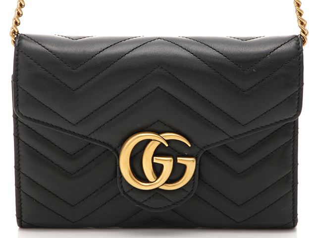 GUCCI グッチ GGマーモント キルティングミニバッグ ブラックレザー ショルダーバッグ 474575 2147200487458 【205】  の購入なら「質」の大黒屋（公式）