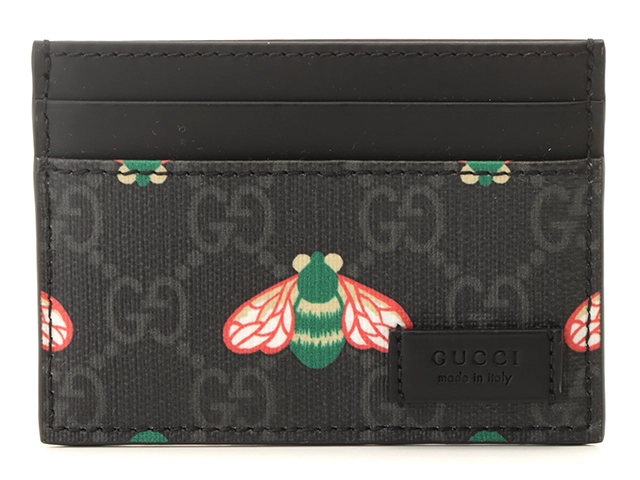 GUCCI グッチ　ハチGGスプリームカードケース　ブラック　PVC　レザー　451277【431】2147200487885