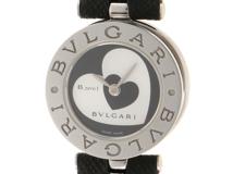BVLGARI ブルガリ 腕時計 B-zero1 ダブルハート BZ22S ステンレススティール/社外革ベルト ブラックシルバー文字盤 クォーツ【472】TS