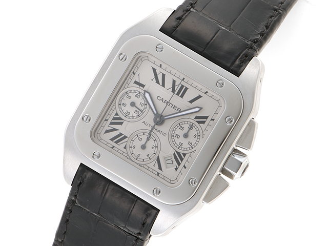 Cartier カルティエ 時計 サントス100クロノ W20090X8 ホワイト文字盤 
