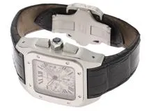 Cartier カルティエ 時計 サントス100クロノ W20090X8 ホワイト文字盤 SS/クロコダイルレザー 自動巻き  クロノグラフ メンズ（2147200491318）M【200】