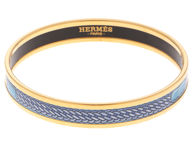 【オープニング大セール】 バングル エマイユPM エルメス HERMES ブルー GP【431 イエロー ブレスレット、バングル