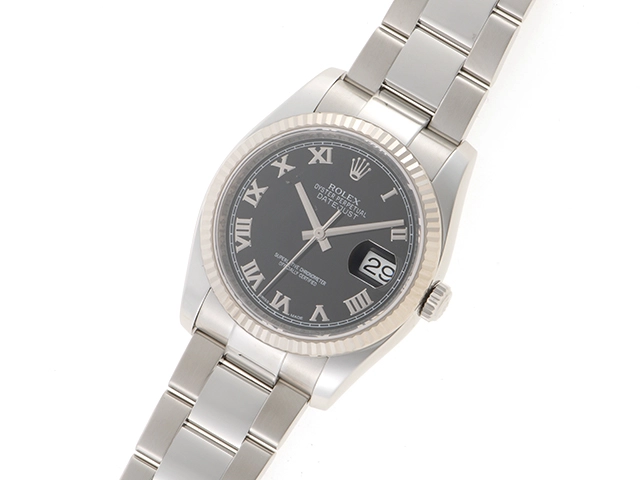 2015年1月並行品 ROLEX ロレックス 腕時計 デイトジャスト36 116234 ブラックローマ文字盤 K18ホワイトゴールド／ステンレス オイスター 自動巻【472】SJ