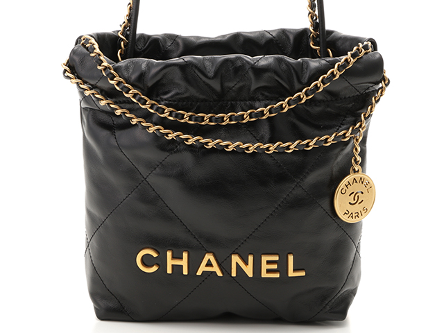 CHANEL シャネル CHANEL 22 ミニ ハンドバッグ ブラック/GP カーフ AS3980【432】2147200497754