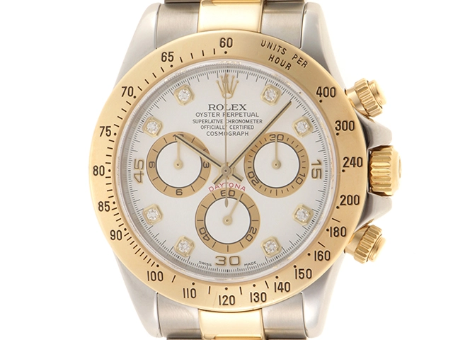2003年並行品 ROLEX ロレックス 腕時計 コスモグラフ デイトナ 116523G 8Pダイヤモンドホワイト文字盤 ステンレス/K18イエローゴールド 自動巻き【472】SJ