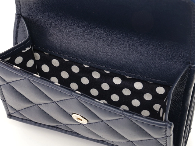 CHANEL シャネル スモール フラップ ウォレット ネイビー/GP ラムスキン 【472】HA