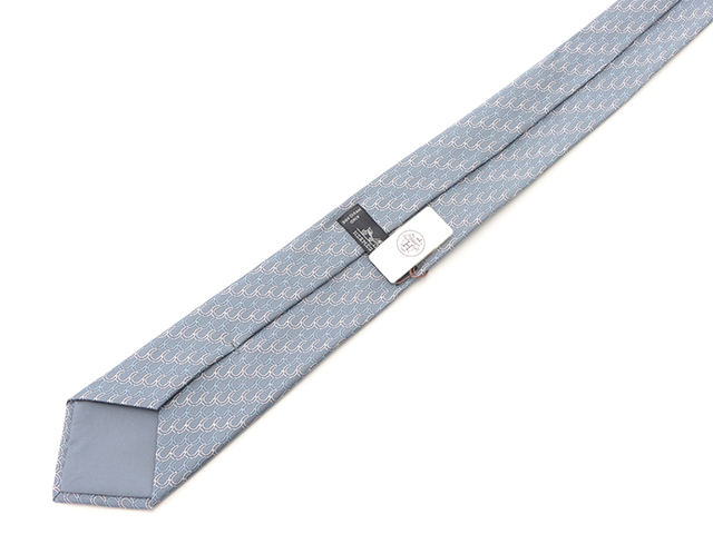 HERMES エルメス ネクタイ ジュ・デュ・フェール シルク シエル グリス