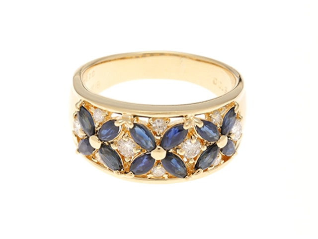 JEWELRY　ジュエリー　リング　指輪　K18　サファイア1.10ct　ダイヤモンド0.32ct　約6.8g　13.5号　2147200505398【207】