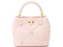 VALENTINO　バレンチノ　2wayショルダーバッグ　ローマンスタッズ　エナメルスタッズ　スモール　 2wayバッグ　ピンク　【471】L