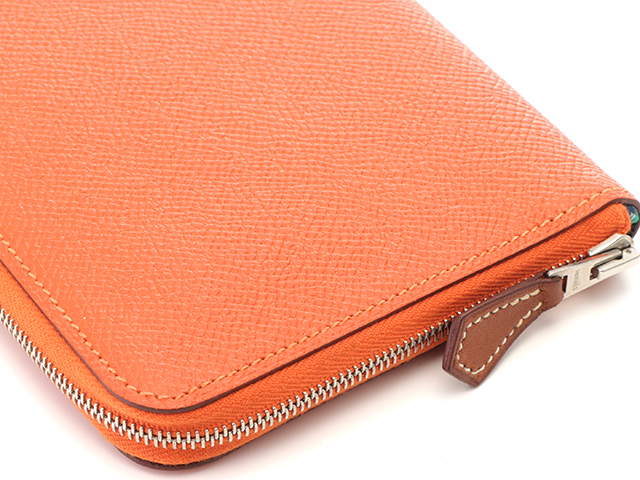 極美品◆HERMES アザップロング シルクイン オレンジ 長財布 □Q刻印 HERMES エルメス アザップロング シルクイン ラウンドファスナー