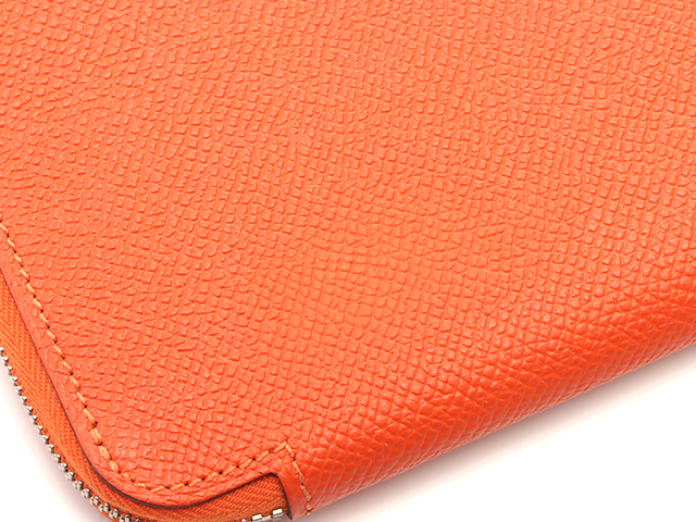 極美品◆HERMES アザップロング シルクイン オレンジ 長財布 □Q刻印 HERMES エルメス アザップロング シルクイン ラウンドファスナー