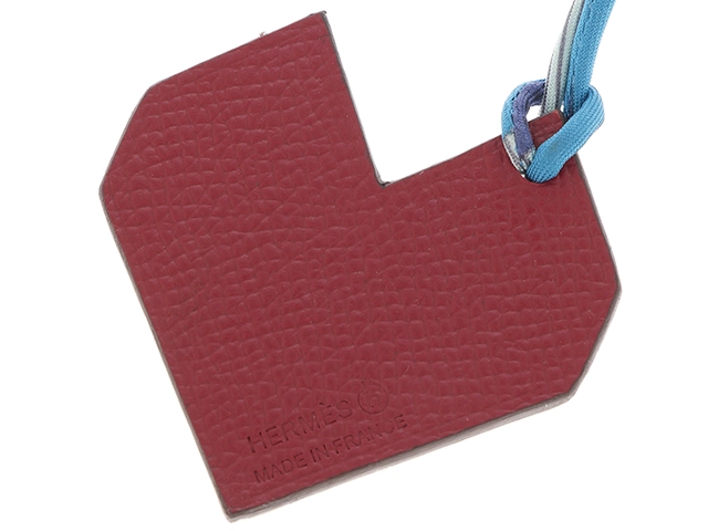 HERMES エルメス プティアッシュ ハートチャーム レザー/シルク ルージュ/カーキ 2147200510187【432】