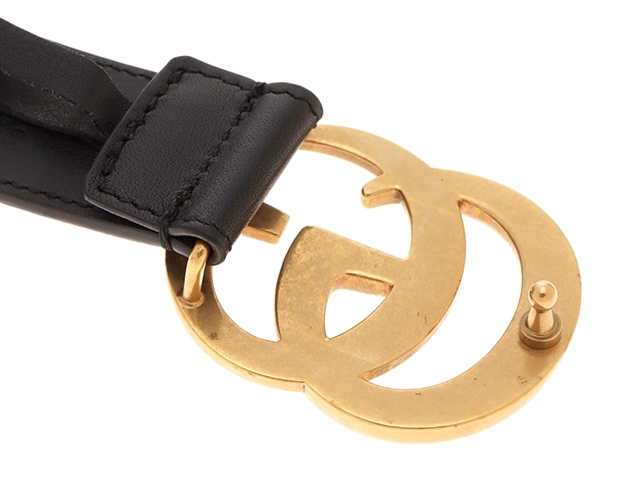 GUCCI グッチ ダブルGスリムベルト ブラック/ゴールド金具(GP) レザー 414516 2147200512532 【432】