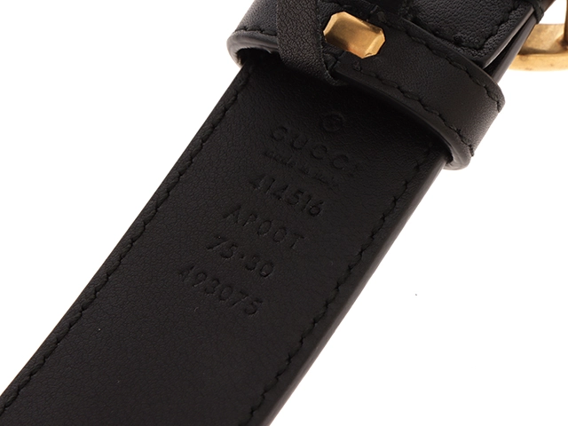 GUCCI グッチ ダブルGスリムベルト ブラック/ゴールド金具(GP) レザー 414516 2147200512532 【432】