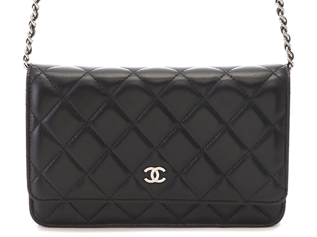 CHANEL マトラッセ ラムスキン 2つ折り財布 ブラック 財布 小物