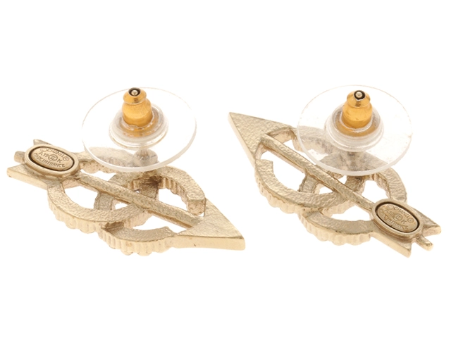 CHANEL シャネル ココマーク&アローピアス GP/ラインストーン 2147200518282【432】