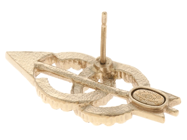 CHANEL シャネル ココマーク&アローピアス GP/ラインストーン 2147200518282【432】