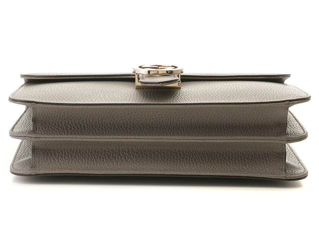 GUCCI インターロッキングG チェーンショルダー グレー レザー 510303