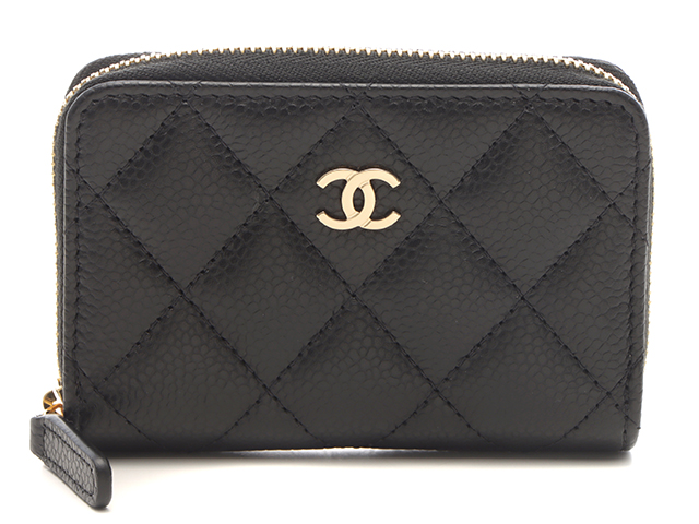 CHANEL 　シャネル　コインケース 　クラシック ジップ コインパース 　ブラック　キャビアスキン　ゴールド金具　AP0216 Y01864  C3906 未使用品【472】AH