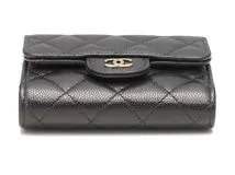 CHANEL シャネル クラシック スモールフラップウォレット ブラック/ゴールド金具 キャビア AP0229 B10583 C3906 2147200522654【432】
