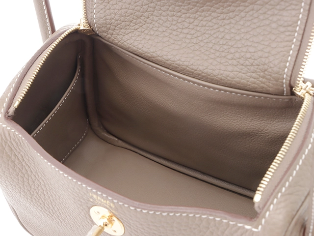 HERMES エルメス ショルダーバッグ リンディミニ エトゥープ トリヨンクレマンス ゴールド金具 Z刻印 2147200524337【430】