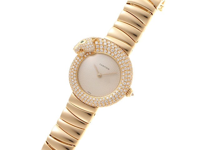 Cartier カルティエ 腕時計 パンテール1925 WF3175R4 K18イエローゴールド パヴェダイヤモンド アイボリー文字盤 クォーツ 2024年11月メーカーにてOH済【472】SJ