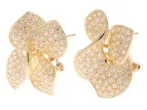 JEWELRY ノンブランドジュエリー ピアス 花 K18イエローゴールド ダイヤモンド2.05カラットｘ2個 重さ約16.6g【472】SJ