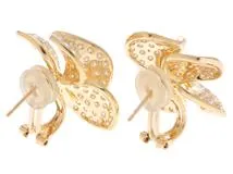 JEWELRY ノンブランドジュエリー ピアス 花 K18イエローゴールド ダイヤモンド2.05カラットｘ2個 重さ約16.6g【472】SJ