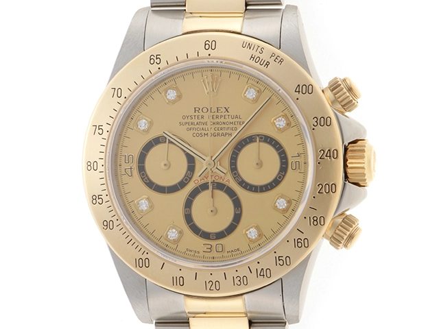 S番 ROLEX ロレックス 腕時計 コスモグラフ デイトナ 16523G 8Pダイヤモンドシャンパン文字盤 K18イエローゴールド／オイスタースチール 自動巻き【472】SJ
