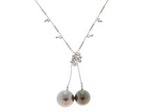 JEWELRY ノンブランドジュエリー ネックレス K18ホワイトゴールド/ブラックパール約11.5mm/10.5mm/重さ約8.0g【472】YY
