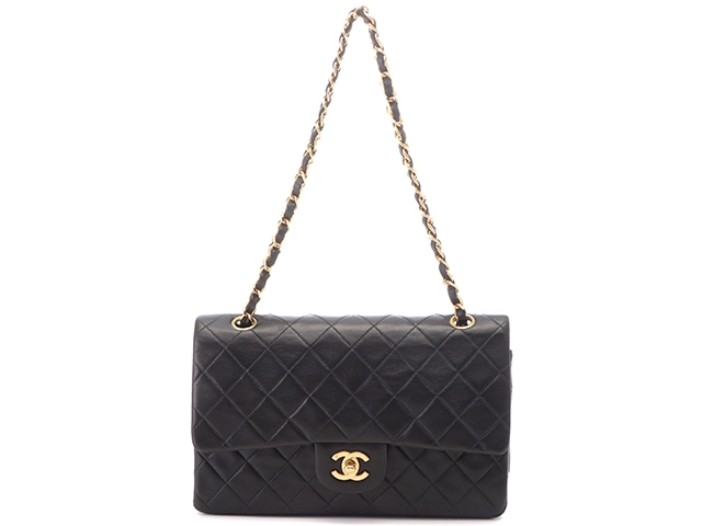 CHANEL シャネル マトラッセＷフラップチェーンショルダーバッグ A01112 ブラック GP ゴールド金具 ラムスキン 2147200531922【200】