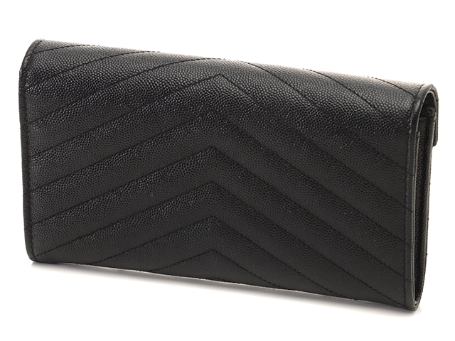 SAINT LAURENT　サンローラン　カサンドラ　ラージフラップウォレット　3772264　ブラック/シルバー金具　カーフ　長財布【207】2147200532349