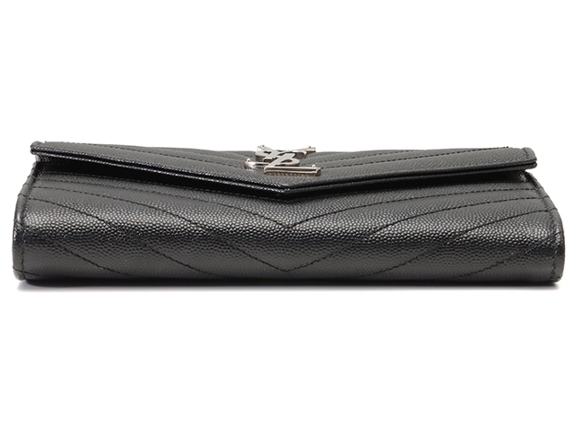 SAINT LAURENT　サンローラン　カサンドラ　ラージフラップウォレット　3772264　ブラック/シルバー金具　カーフ　長財布【207】2147200532349