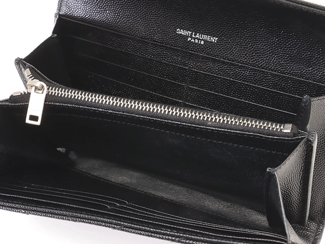 SAINT LAURENT　サンローラン　カサンドラ　ラージフラップウォレット　3772264　ブラック/シルバー金具　カーフ　長財布【207】2147200532349