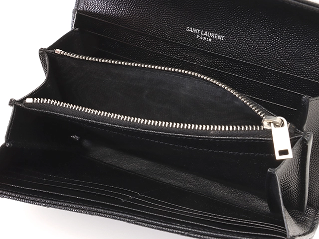 SAINT LAURENT　サンローラン　カサンドラ　ラージフラップウォレット　3772264　ブラック/シルバー金具　カーフ　長財布【207】2147200532349