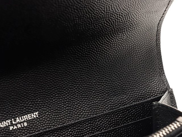 SAINT LAURENT　サンローラン　カサンドラ　ラージフラップウォレット　3772264　ブラック/シルバー金具　カーフ　長財布【207】2147200532349