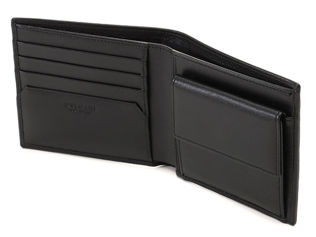 BVLGARI　ブルガリ　オクト2つ折り財布　ブラックレザー　36964　2147200533025　【205】