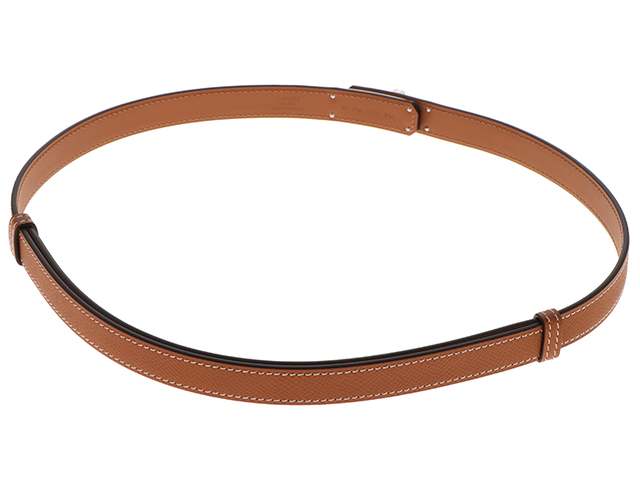 エルメス エプソン ベージュ レザー ベルト シンプル デザイン HERMES エルメス ベルト ケリー18 ヴォーエプソン ゴールド