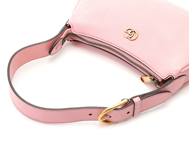 GUCCI　グッチ アフロディーテ　ＧＧマーモント　ミニショルダーバッグ　739076　ピンク　レザー　2147200536262【434】