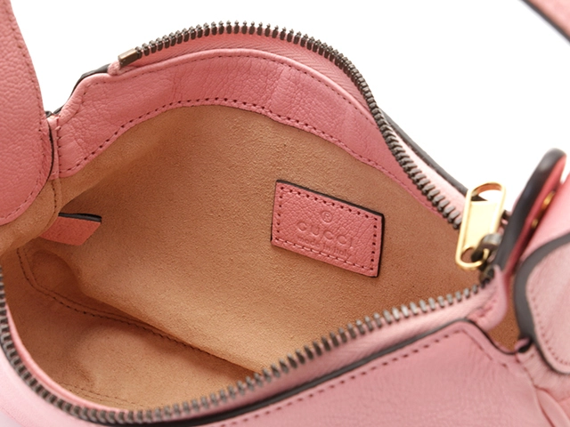 GUCCI　グッチ アフロディーテ　ＧＧマーモント　ミニショルダーバッグ　739076　ピンク　レザー　2147200536262【434】