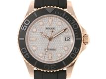 保証期間内　ROLEX　ロレックス　268655　ヨットマスター37　パヴェダイヤ　PG/ラバー　ダイヤモンド文字盤　自動巻き　レディース　腕時計　C