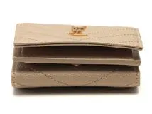 SAINT LAURENT サンローラン モノグラム オリガミ タイニーウォレット 3つ折り財布 668274 ベージュ/GP金具 レザー 【460】2147200537306