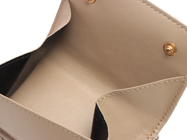 SAINT LAURENT サンローラン モノグラム オリガミ タイニーウォレット 3つ折り財布 668274 ベージュ/GP金具 レザー 【460】2147200537306