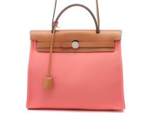 HERMES　エルメス　バッグ　エールバッグジップPM　トワルオフィシェ/バッシュハンター　ローズアザレ/ナチュラル　SV金具　A刻印【431】2147200537665