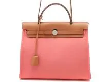 HERMES　エルメス　バッグ　エールバッグジップPM　トワルオフィシェ/バッシュハンター　ローズアザレ/ナチュラル　SV金具　A刻印【431】2147200537665